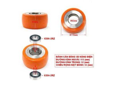 Bánh cân bằng xe nâng tay điện Jialift, Heli 115x55mm - Ảnh 3